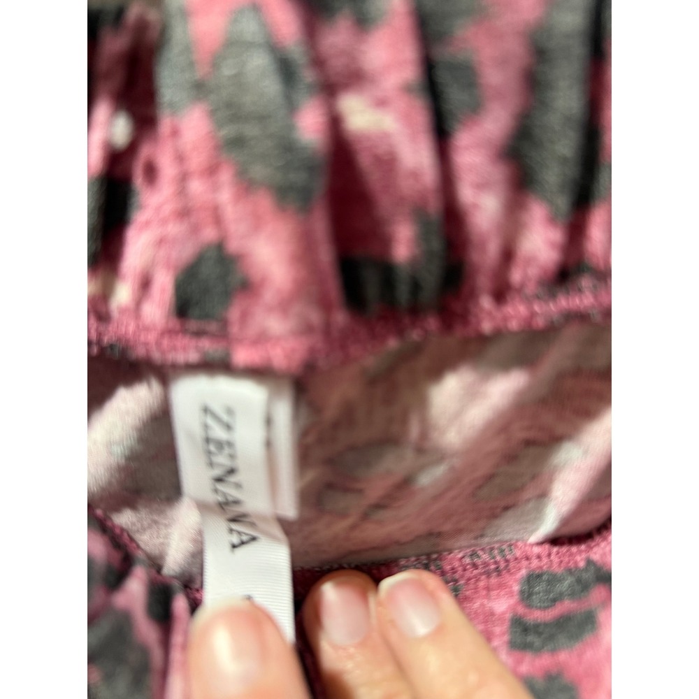 Zenana Pink Leopard Print Harem Pants Elastic Waist Tapered Joggers Womens L - Picture 3 of 4
